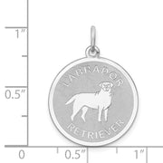 Sterling Silver Laser Etched Labrador Retriever Dog Pendant, 19mm