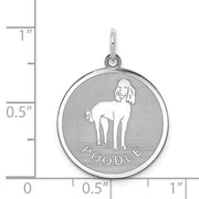 Sterling Silver Laser Etched Poodle Dog Pendant, 19mm