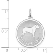 Sterling Silver Laser Etched Rottweiler Dog Pendant, 19mm