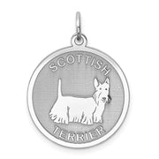 Sterling Silver Laser Etched Scottish Terrier Dog Pendant, 19mm