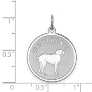 Sterling Silver Laser Etched Weimaraner Dog Pendant, 19mm