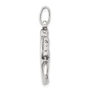 Sterling Silver Antiqued 3D Horse and Horseshoe Pendant