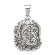 Sterling Silver 20mm Antiqued Dog Head Pendant