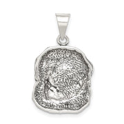 Sterling Silver 20mm Antiqued Dog Head Pendant