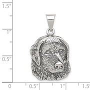 Sterling Silver 20mm Antiqued Dog Head Pendant