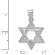 Sterling Silver Satin Textured Star of David Charm or Pendant