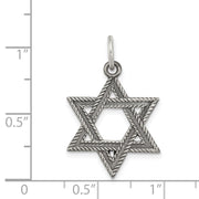 Sterling Silver Antiqued Textured Star of David Charm or Pendant