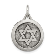 Sterling Silver Antiqued Star of David Medal, 17mm