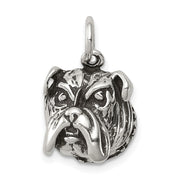 Sterling Silver 12mm Antiqued Bulldog Head Charm or Pendant