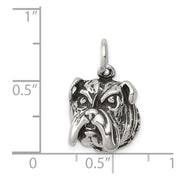 Sterling Silver 12mm Antiqued Bulldog Head Charm or Pendant