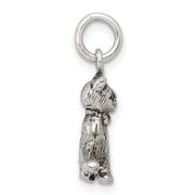 Sterling Silver 3D Antiqued Cat Charm or Pendant