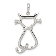 Sterling Silver 25mm Polished Cat Silhouette Pendant