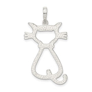 Sterling Silver 25mm Polished Cat Silhouette Pendant