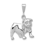 14k White Gold Polished 2D Bulldog Pendant