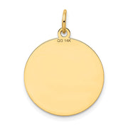 14k Yellow Gold Laser Etched Shetland Sheepdog Disc Pendant, 19mm