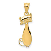 14k Yellow Gold & .01 Ctw (I-J, I2) Diamond Cat Pendant