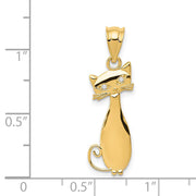 14k Yellow Gold & .01 Ctw (I-J, I2) Diamond Cat Pendant