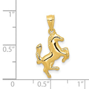 14k Yellow Gold 2D Rearing Horse Pendant