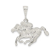 Sterling Silver Race Horse and Jockey Pendant