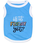 Load image into Gallery viewer, Parisian Pet 'Is It Friday Yet?' Embroidered Dog T-Shirt – Trendy Weekend Dog Apparel for Dogs & Cats, Light Blue
