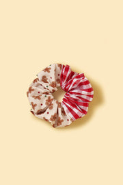 Christmas Morning Gingerbread Man Gingham Print Handmade Scrunchie 