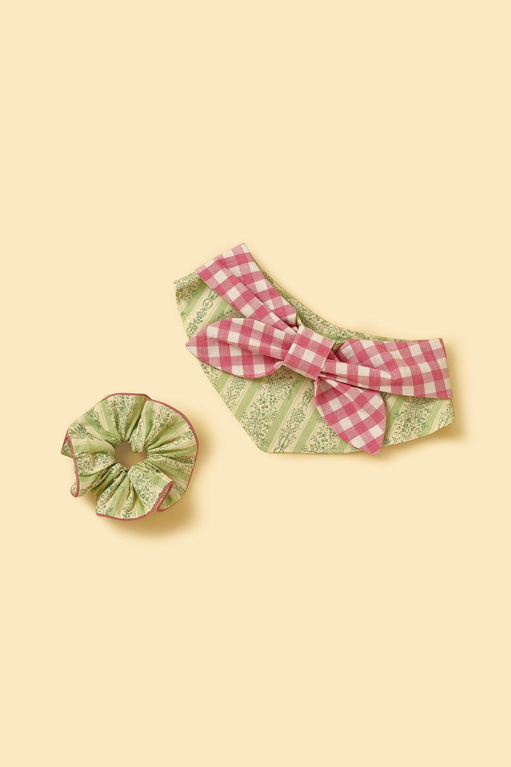 Picnic Bliss Floral Gingham Print Bandana 