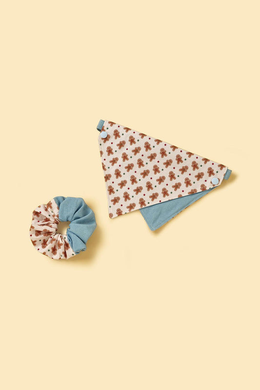 Gingerbread Man Joy Handmade Scrunchie 