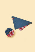 Load image into Gallery viewer, Park Day Denim Gingham Print Handmade Bandana 
