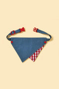 Load image into Gallery viewer, Park Day Denim Gingham Print Handmade Bandana 
