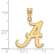 14k Gold Plated Silver Univ. of Alabama Large Initial A Pendant