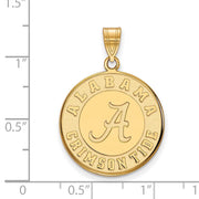 14k Gold Plated Silver U. of Alabama Large Disc Pendant