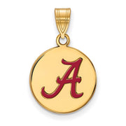 14k Gold Plated Silver U. of Alabama Medium Enameled Disc Pendant