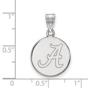 10k White Gold U. of Alabama Medium Initial A Disc Pendant