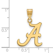 14k Yellow Gold U. of Alabama Medium Initial A Pendant