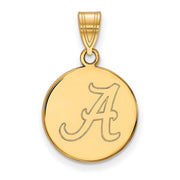 14k Yellow Gold U. of Alabama Medium Initial A Disc Pendant
