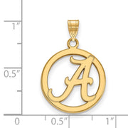 14k Gold Plated Silver U. of Alabama Small Initial A Circle Pendant