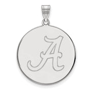 14k White Gold U. of Alabama XL Initial A Disc Pendant