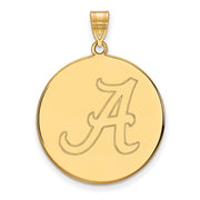 14k Gold Plated Silver U. of Alabama XL Initial A Disc Pendant
