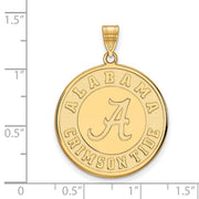 14k Gold Plated Silver U. of Alabama XL Disc Pendant