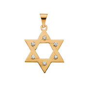 14K Yellow Gold 1/5 CTW (SI1, G-H) Diamond Star of David Pendant, 26mm