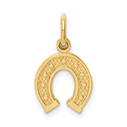 14k Yellow Gold Satin and Polished Horseshoe Charm or Pendant, 10mm