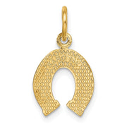 14k Yellow Gold Satin and Polished Horseshoe Charm or Pendant, 10mm