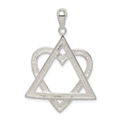 Sterling Silver Star Of David Heart Pendant, 28 x 42mm
