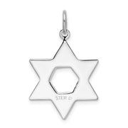 Rhodium Plated Sterling Silver Star of David Pendant, 19x21mm (3/4 In)