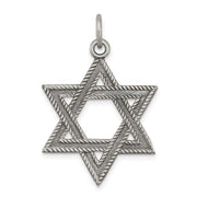 Sterling Silver Antiqued Star of David Pendant, 22 x 25mm (1 Inch)