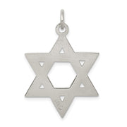 Sterling Silver Satin Textured Star of David Pendant, 22x25mm (1 Inch)