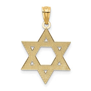 14k Yellow Gold Diamond-Cut Star of David Pendant, 16mm (5/8 Inch)
