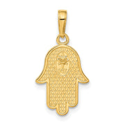 14k Yellow Gold Star of David Hamsa Pendant, 12 x 25mm