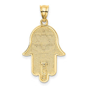 14k Yellow Gold Star of David Hamsa Pendant, 18 x 26mm