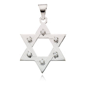 14k White Gold and Diamond Star of David Pendant, 19mm